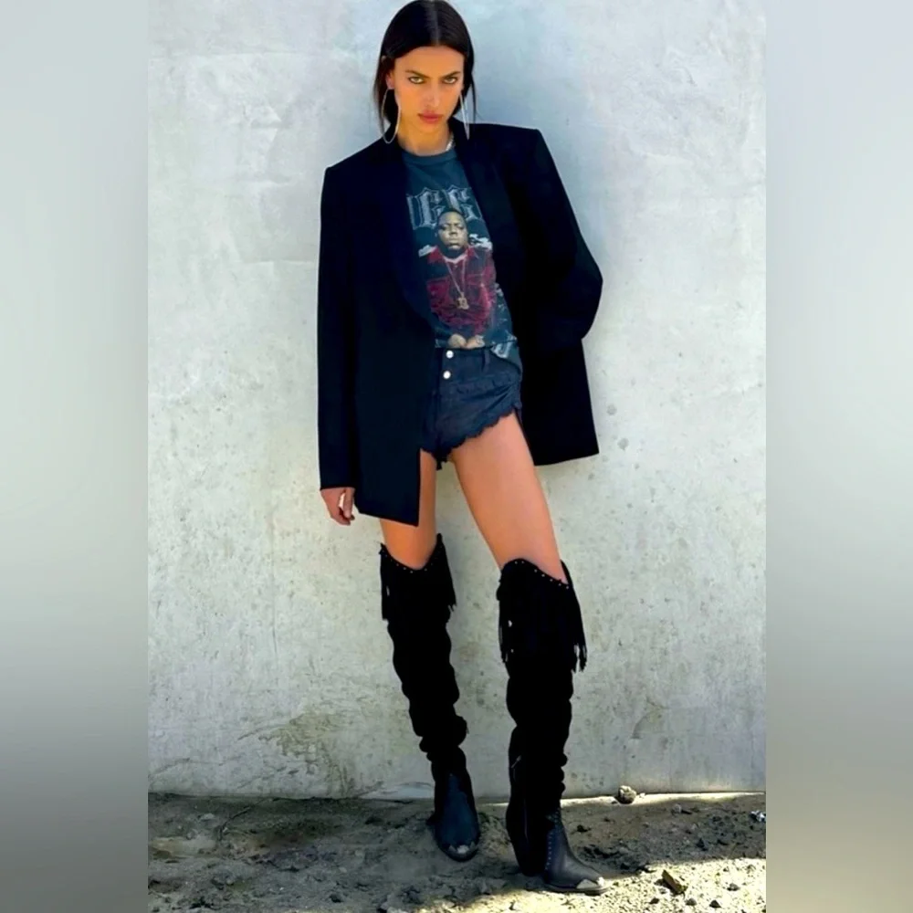 Spell evie Over-the-Knee suede and leather Fringe Boots